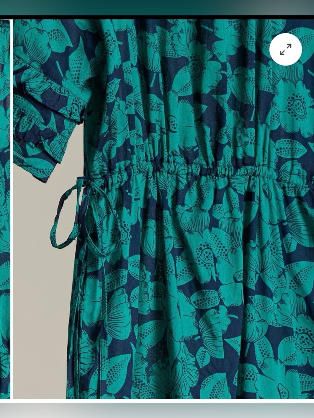Sundance Floral Cotton Jumpsuit Petite Medium PM Blue Green Blue Pockets Boho - Picture 4 of 12